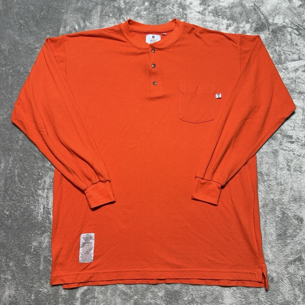 Tyndale FR Henley Shirt Sweatshirt Orange Long Sleeve Pullover XL Sweater FRMC